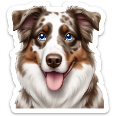Brown Merle Australian shepherd with blue eyes sticker
