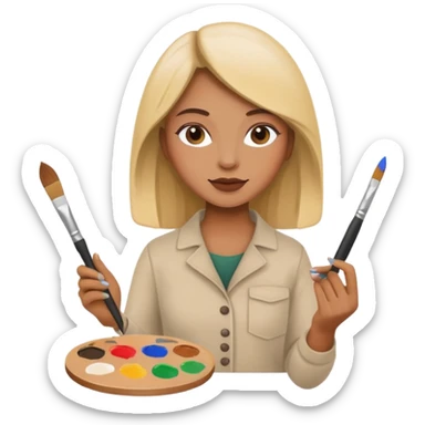 woman artist holding paintbrush and palette sticker