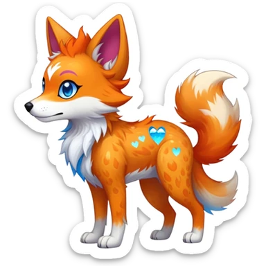 Vibrant edgy Falvie-Fionbri-creature-sparkle-canine-fursona, full body, with random markings sticker