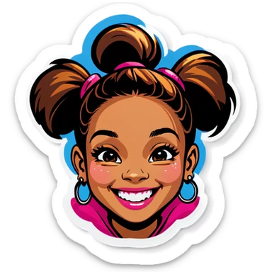 smiling girl with hoop earrings sticker