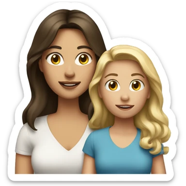 Could you do an emoji, a brunette mother with a blond daughter? sticker