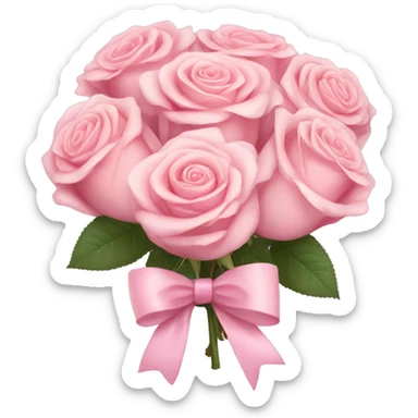 Pastel Pink roses bouquet with bow sticker