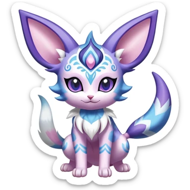 Shiny Exotic Cute Espeon-Sylveon-Purrloin-Meowstic-Hybrid-Creature with pattern-markings sticker