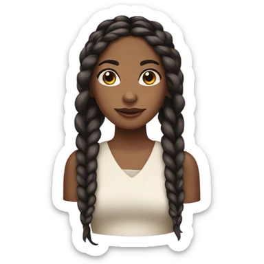 brown skin girl, with black hair, brown eyes, black knotless braids,  sticker