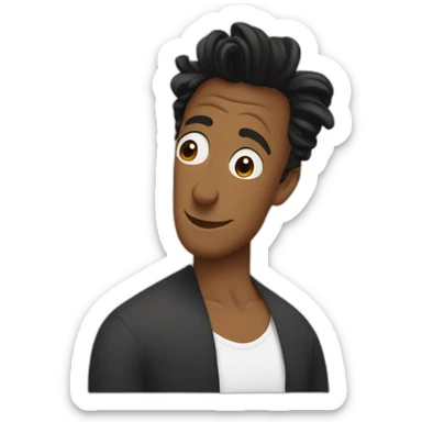 Simon Baker kiss-kiss a black girl brown eyes and sblack hair in a bun sticker