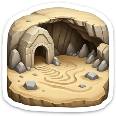 generate realistic detailed cave in 3d style with sand  sticker