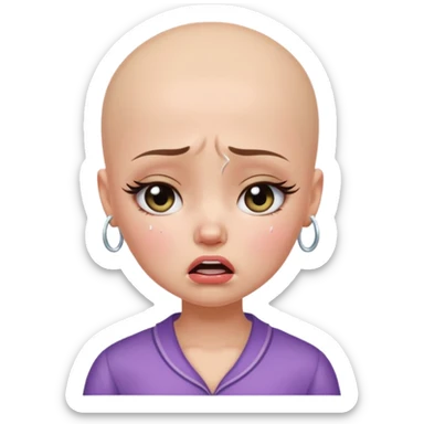 a pretty bratz fair bald girl crying  sticker