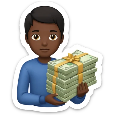 Has un chico con mucha plata en sus manos y que tenga pelo negro  sticker