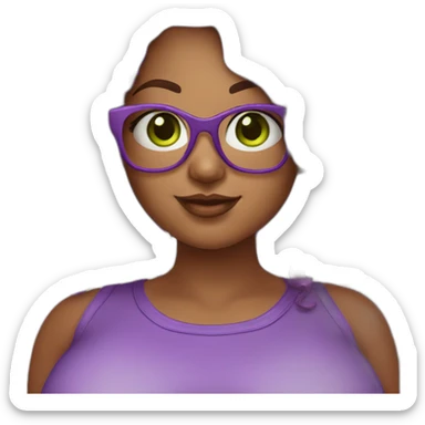 curvy-woman-with-wavy-purple-hair-square-glasses-green-eyes sticker