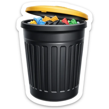 Black trash can with opened lid sticker