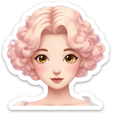 Gorgeous pastel anime style lady with blushing face and butterflies aesthetic trending style sticker