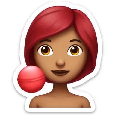 Dark red hair mexican woman holding red bath bomb sticker