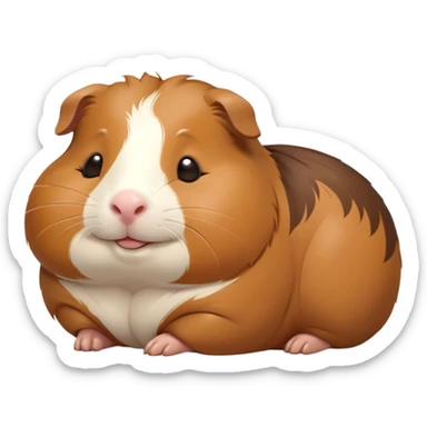 Meme-Worthy Cute Sleeping Brown Guinea Pig Portrait Emoji, Head resting peacefully with a contented smile, showcasing a delightfully chubby build and a luxuriously soft brown coat, eyes shut in a serene, cozy nap, Simplified yet hilariously adorable features, highly detailed, glowing with a soft, drowsy light, high shine, relaxed and utterly lovable, stylized with an air of playful laziness, bright and heartwarming, soft glowing outline, capturing the essence of a comically sleepy guinea pig, so meme-worthy it feels like it could instantly become the next viral sensation of adorable slumber! sticker