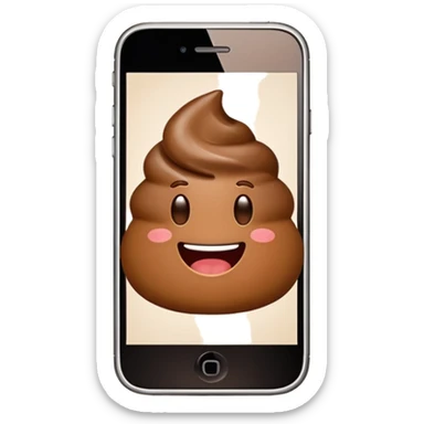 mobile phone with poop emoji on the screen sticker