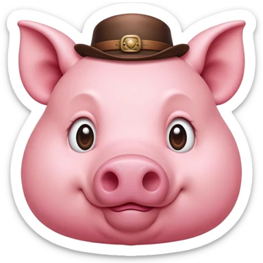 Cinematic Noble Pig Portrait Emoji, Poised and regal, with a stout, robust build and a smooth, well-groomed rosy-pink hide, deep-set soulful beady eyes, Simplified yet sharp and sophisticated features, highly detailed, glowing with a soft, dignified glow, high shine, intelligent and determined, stylized with an air of barnyard nobility, focused and attentive, soft glowing outline, capturing the essence of a watchful and confident pig, so majestic it feels as though it could trot out of the screen with effortless authority! sticker