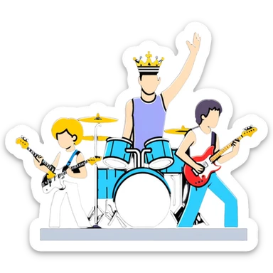 Queen rock band members performing together sticker