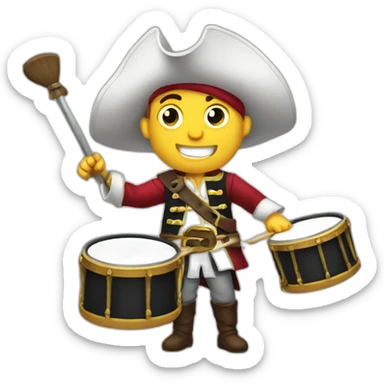 clean shaven white pirate playing drums sticker
