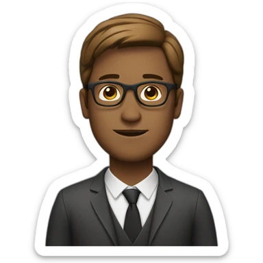 white man with brown middle part hair with glasses sticker