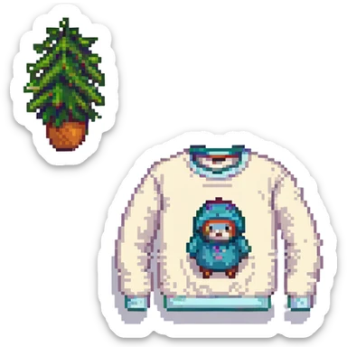 a cozy sweater in the style of iOS clothing stickers sticker