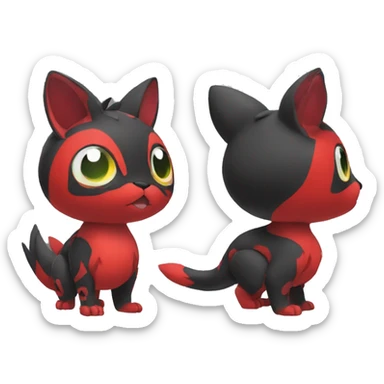 Cute cool black red animal hybrid Fakemon full body sticker