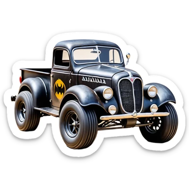 1:10 off-road lcg burning Basher Wednesday Adam’s CatWoman’s 1954 blackened tarnished hotrod ford jaguar rc pickup (extra wide low-profile pin tires without fenders) sticker