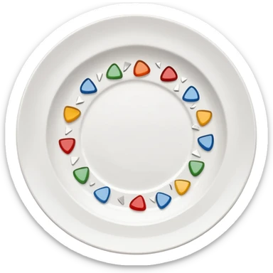 a round white plate broken with bits here and there sticker