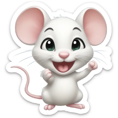 Cute while lady mouse clenching fists smiling and blushing sticker