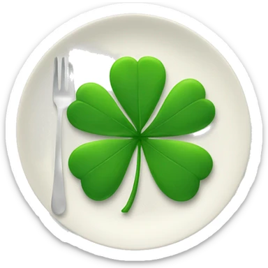 a plate and a four-leaf clover sticker
