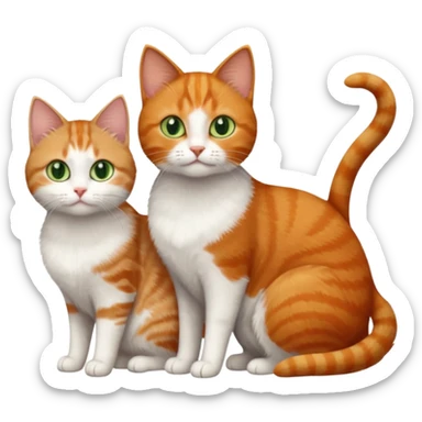 3 tiny different coloured short haired cats including a dark grey and white cat with green eyes,and  a ginger and white with orange eyes and a brown tabby and white with hazel eyes sticker