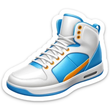 basketball sneaker object icon, high-top shoes, sporty design, glossy details, 3D cartoon, mobile game icon style, centered, clean background, no text, no watermark
 sticker
