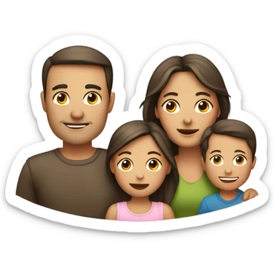 familia de papa, mama y dos niños sticker