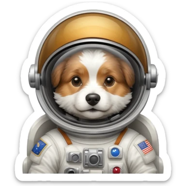 dog floating in space with astronaut suit sticker