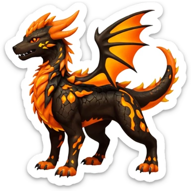 Copper-Bronze Molten-Lava Glow-Cracked Fiery-Runed Draconic Houndoom-Garchomp-Arcanine-Zygarde-hybrid-creature (full body) sticker