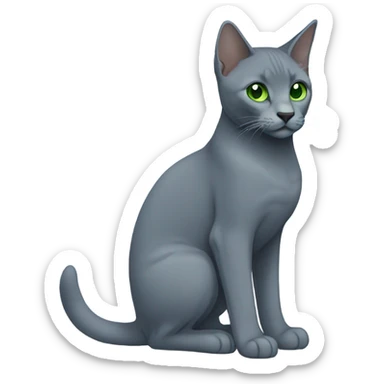 Russian blue with green eyes side profile full body seeing left side sticker