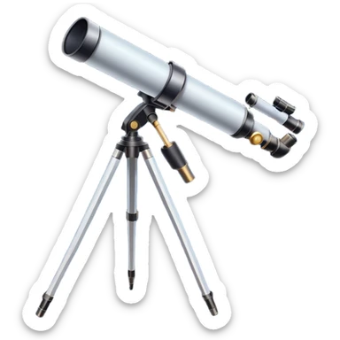 An icon featuring a telescope, stars, and a planet, symbolizing astronomy. The design includes a crescent moon, distant galaxies, and constellations, representing the study of space and celestial bodies. Transparent background highlights the exploration of the universe and cosmic phenomena. sticker