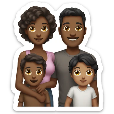 family of 6, 1 mom brown skin with black hair, 1 dad light skin, 1 older brother, 1 sister no, 1 little boy with fair skin and brown hair and 1 baby boy  sticker