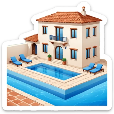 a villa with a pool sticker