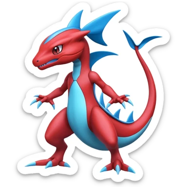 Shiny Blue Smooth Glossy Soft Salamence-Inteleon-Scizor-Greninja-Genesect-Bisharp-Pokémon-Fusion, full body sticker