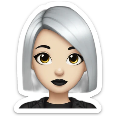 goth girl with black hair and eyeliner, grunge sticker