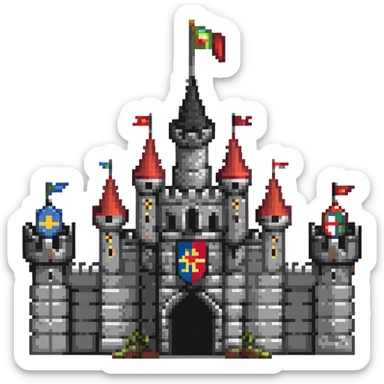 medieval castle with flags sticker