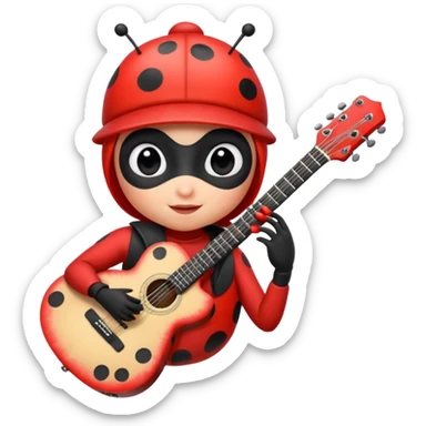 ladybug with a guitar and a cap sticker