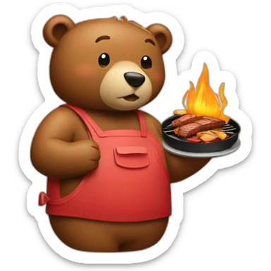 Bear and barbecue sticker