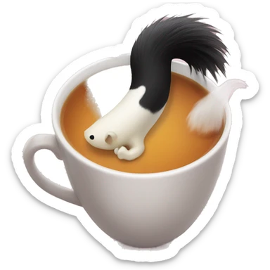 skunk tail in a cup of tea sticker