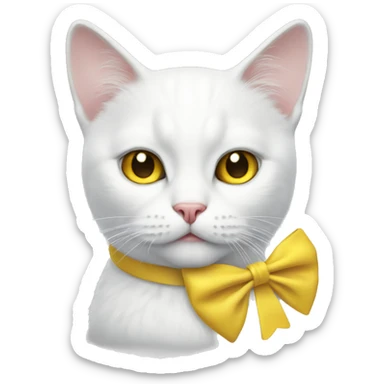 white cat w bow and yellow nose sticker