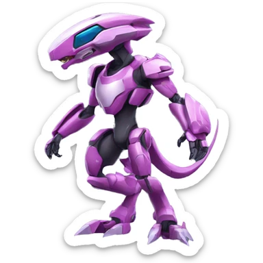 a Genesect-Raptor-Fakémon-Medabot-—hybrid with a futuristic visor-helmet full body sticker