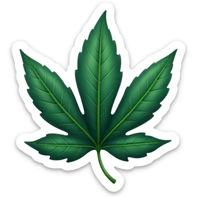 create a simple leaf illustration with a dark green gradient as the background. this will become an icon for a mobile app sticker