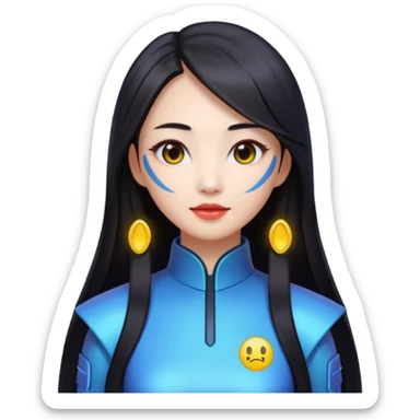 chinese babe ai robot long dark hair emoji sticker