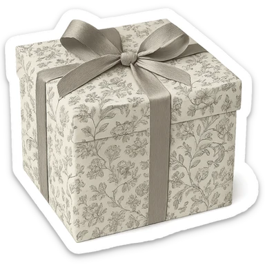 Elegant Rococo pale black white ditsy floral gift box  , remove background sticker