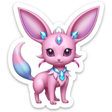 Shiny Cool Sparkly Cute Ethereal Espeon-Sylveon-Nidorino-Fakemon-hybrid-fusion- full body sticker