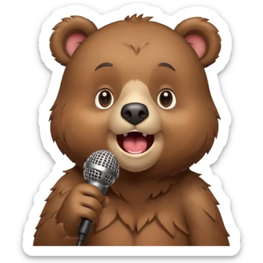 a bear singing into mic sticker